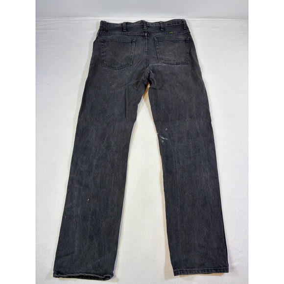 Vintage Rustler Black Jeans Mens 34x34 Straight Leg Distressed Y2K Western - Picture 2 of 16